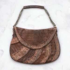 Brown Crocodile Pattern Shoulder Bag